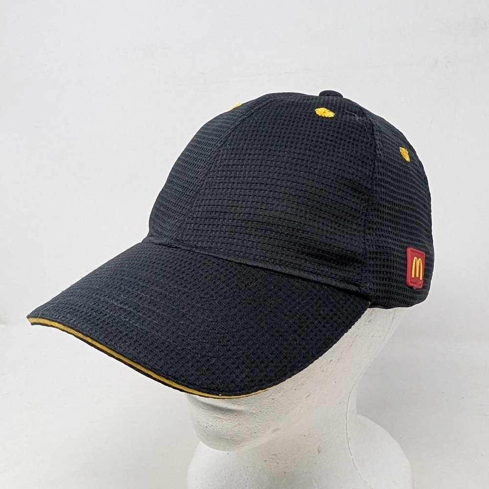 McDonalds Employee Uniform Hat Black Waffle Knit Snapback Cap MC796 One Size
